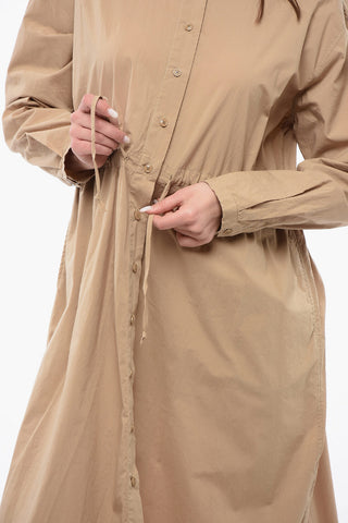 Long Sleeved Shirt Dress With Drawstring