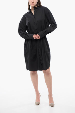 Long-Sleeve Shirt Dress With Belt
