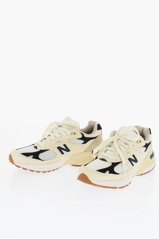 Two-Tone Mesh and Suede Low-Top Sneakers