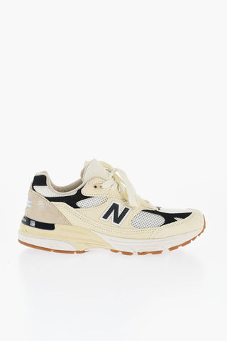 Two-Tone Mesh and Suede Low-Top Sneakers