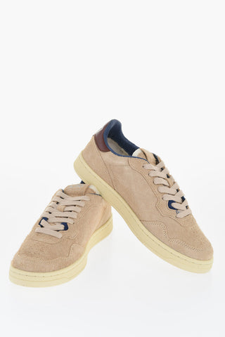 Suede Low Top Sneakers with Contrasting Detail
