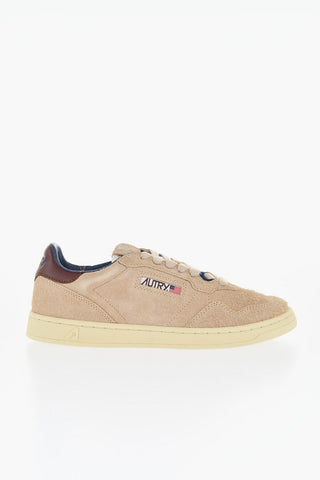 Suede Low Top Sneakers with Contrasting Detail