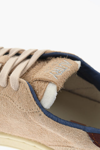Suede Low Top Sneakers with Contrasting Detail