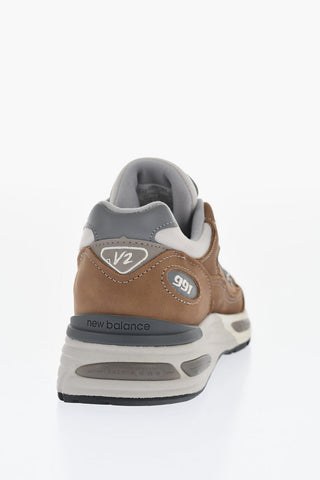 Leather and Fabric Low-Top Sneakers