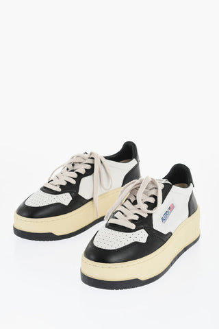 Two-Toned Leather Sneakers with Platform