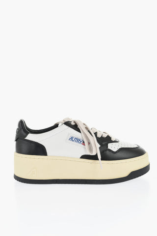 Two-Toned Leather Sneakers with Platform