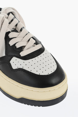 Two-Toned Leather Sneakers with Platform