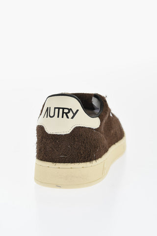 Fuzzy Suede Sneakers with Contrasting Logo