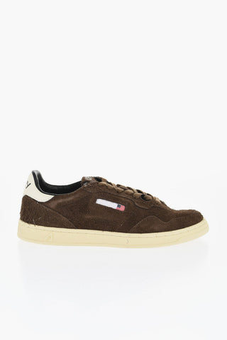 Fuzzy Suede Sneakers with Contrasting Logo