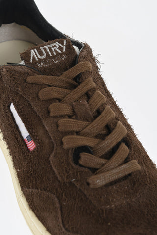Fuzzy Suede Sneakers with Contrasting Logo