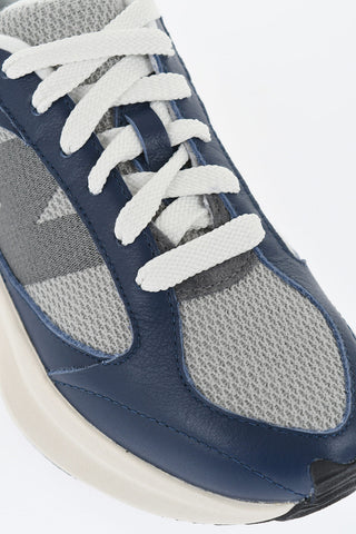 Two-Tone Fabric and Leather Low-Top Sneakers