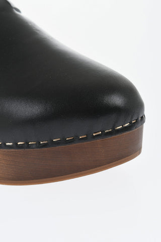 Leather PROVENCE Clogs with Golden Buckle Heel 6.5cm