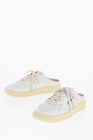 Leather Sabot Sneakers with Logo