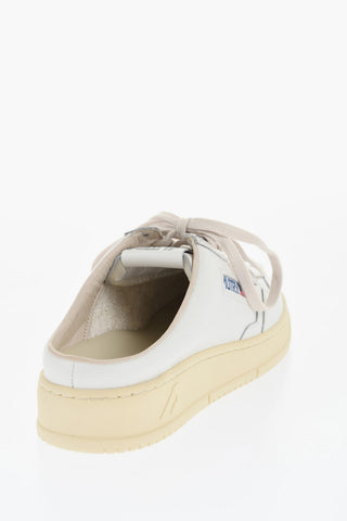 Leather Sabot Sneakers with Logo