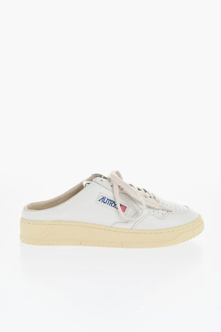 Leather Sabot Sneakers with Logo