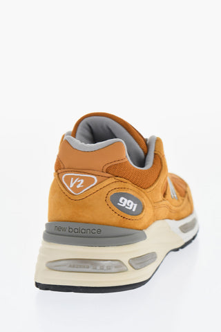 Suede 991 Sneakers with Fabric Inserts