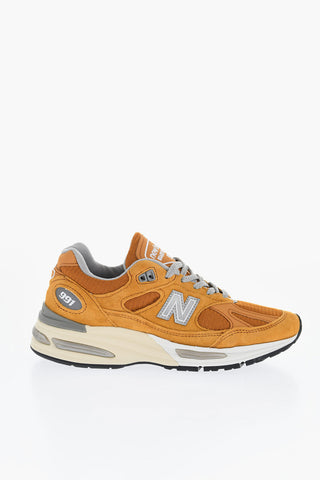 Suede 991 Sneakers with Fabric Inserts