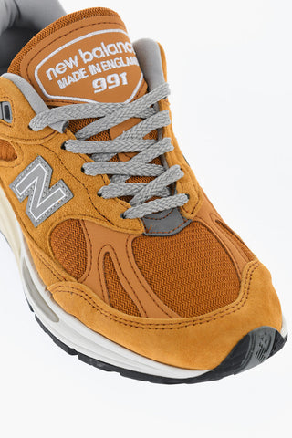 Suede 991 Sneakers with Fabric Inserts