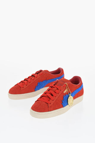 ONE PIECE Suede Low Top Sneakers with Golden Metal Detail