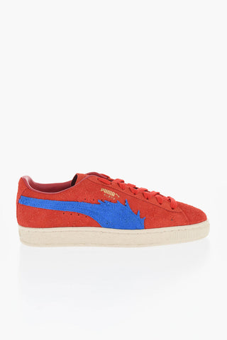 ONE PIECE Suede Low Top Sneakers with Golden Metal Detail