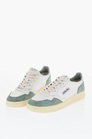 Two-Tone Leather MEDALIST Low Top Sneakers with Suede Trims
