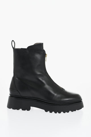 Leather OPHELIA Booties with Frontal Zip
