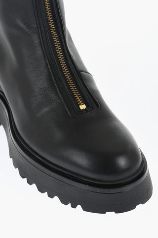 Leather OPHELIA Booties with Frontal Zip