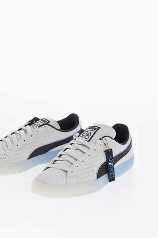 PLAYSTATION Suede Low Top Sneakers with All-Over Logo