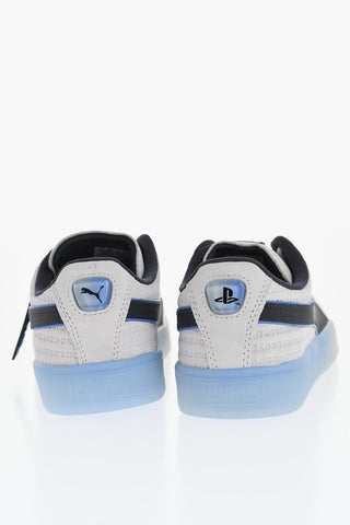 PLAYSTATION Suede Low Top Sneakers with All-Over Logo
