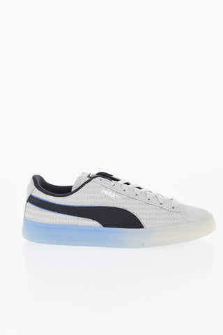 PLAYSTATION Suede Low Top Sneakers with All-Over Logo