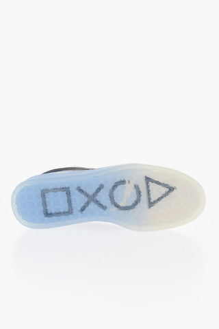 PLAYSTATION Suede Low Top Sneakers with All-Over Logo