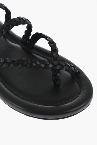 Woven Leater Ankle Strap Sandals
