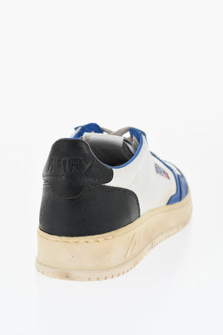 Two-Toned Leather Sneakers with Vintage Effect