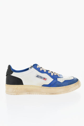 Two-Toned Leather Sneakers with Vintage Effect
