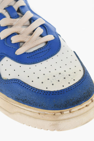 Two-Toned Leather Sneakers with Vintage Effect