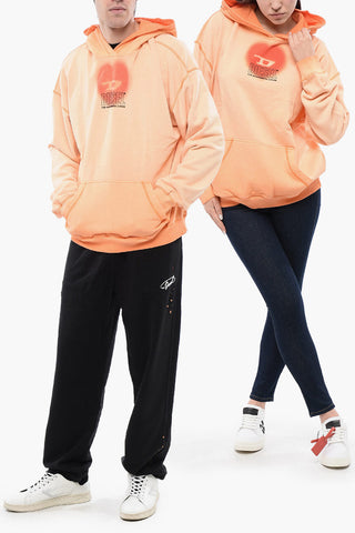RED TAG UNISEX Felpa Hoodie S-BOXT-HOOD-N10 in Cotone Garzato con Dettaglio D-Heart