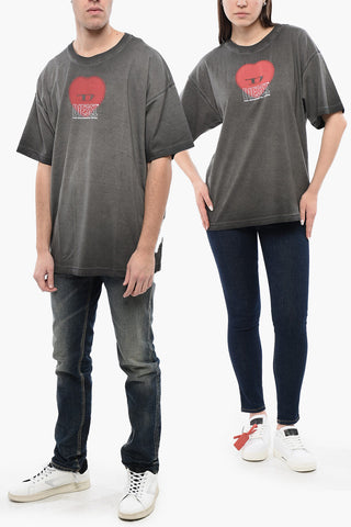 RED TAG UNISEX Vintage Effect Cotton T-BUXT-N4 Crew-Neck T-shirt