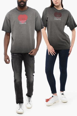 UNISEX Solid Color T-BUXT-N4 Crewneck T-Shirt with D-Heart Detail