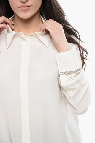 Silk CELEBRE Blouse with Rhinestones on the Sleeve