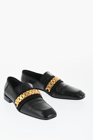 Leather DEBBIE Loafers with Golden Detail