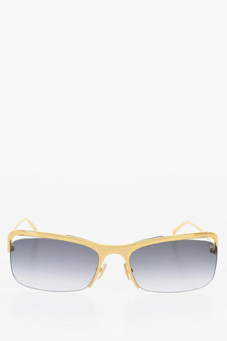 Square-shaped Sunglasses with Gold-toned Frame