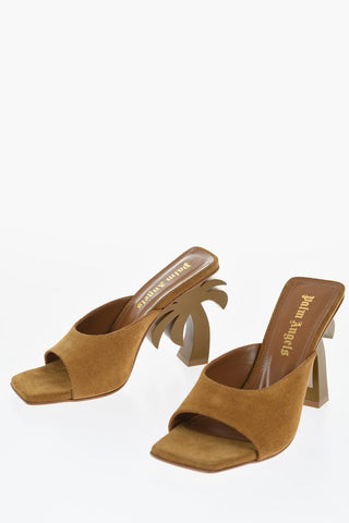 Suede Mules with Palm Tree Heel 8.5cm