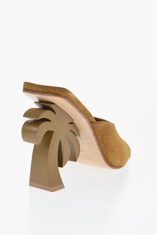 Suede Mules with Palm Tree Heel 8.5cm