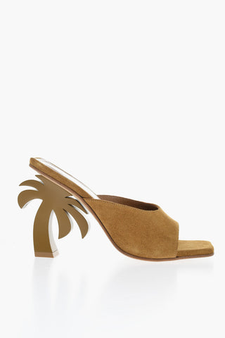 Suede Mules with Palm Tree Heel 8.5cm
