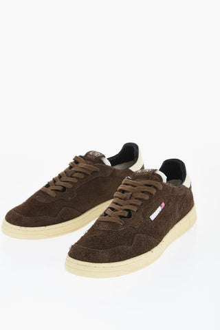 Suede Low Top Sneakers with Contrasting Detail