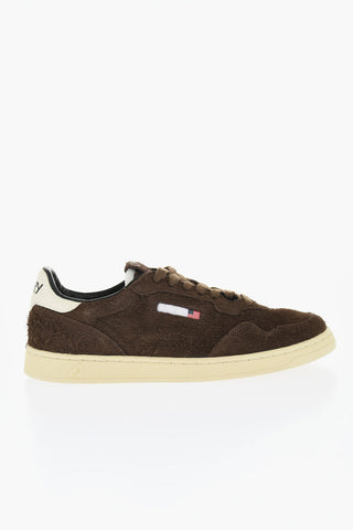 Suede Low Top Sneakers with Contrasting Detail