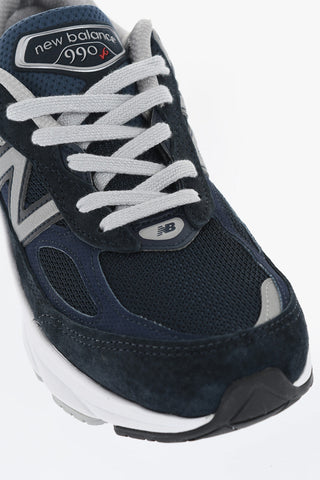 Suede 990 Low Sneakers with Contrasting Logo