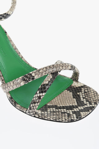 Sandali Ankle-Strap in Pelle Effetto Serpente Tacco 9cm
