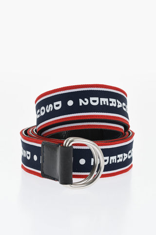 Leather and Fabric Reversible Belt with D-Ring Buckle 40mm