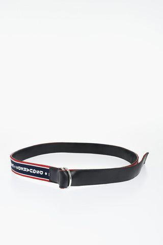 Leather and Fabric Reversible Belt with D-Ring Buckle 40mm